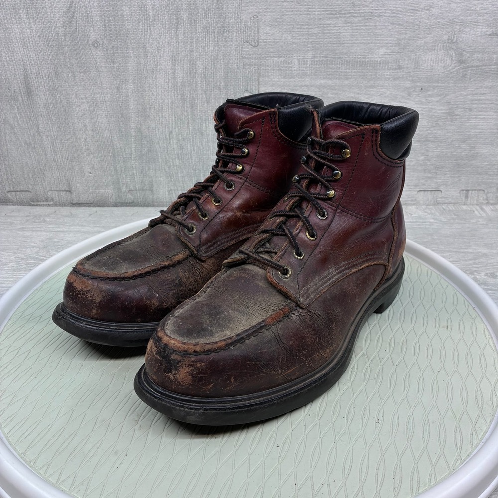 Vintage Red Wing 202 Work Boots Mens 9.5 Brown Leather Moc Toe Made In USA